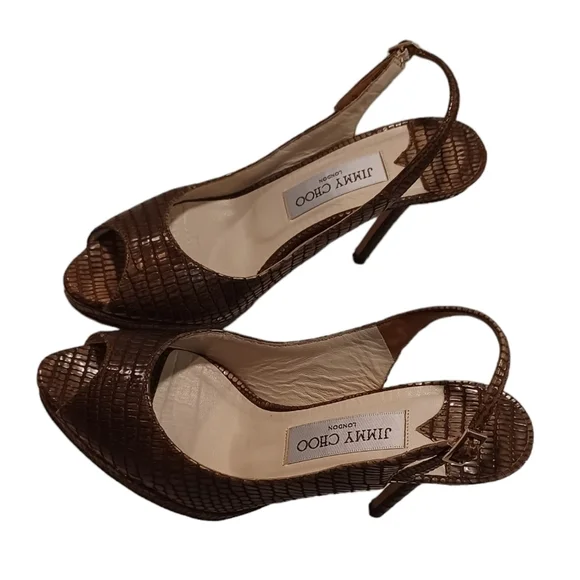 Jimmy Choo Elazer slingback peep toe sandals heels shoes - Picture 5 of 10